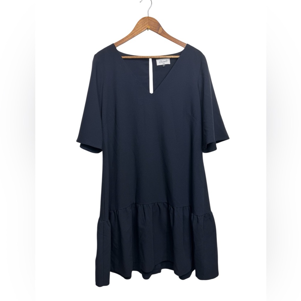 CLOSET London Curves Navy Blue Ruffle‎ Hem Dress Wedding Guest